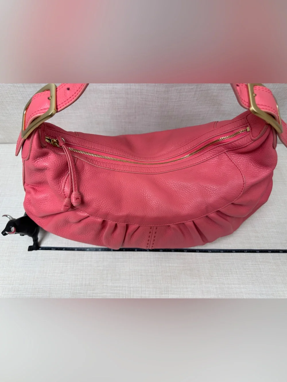 Cole Haan Coral Pink Pebbled Leather Hobo Bag
